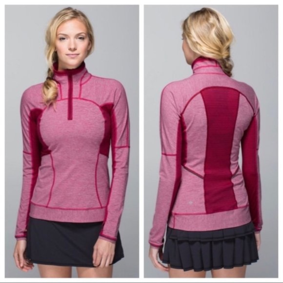 lululemon athletica Tops - Lululemon Run For Gold 1/2 Zip Pullover LS Berry EUC
